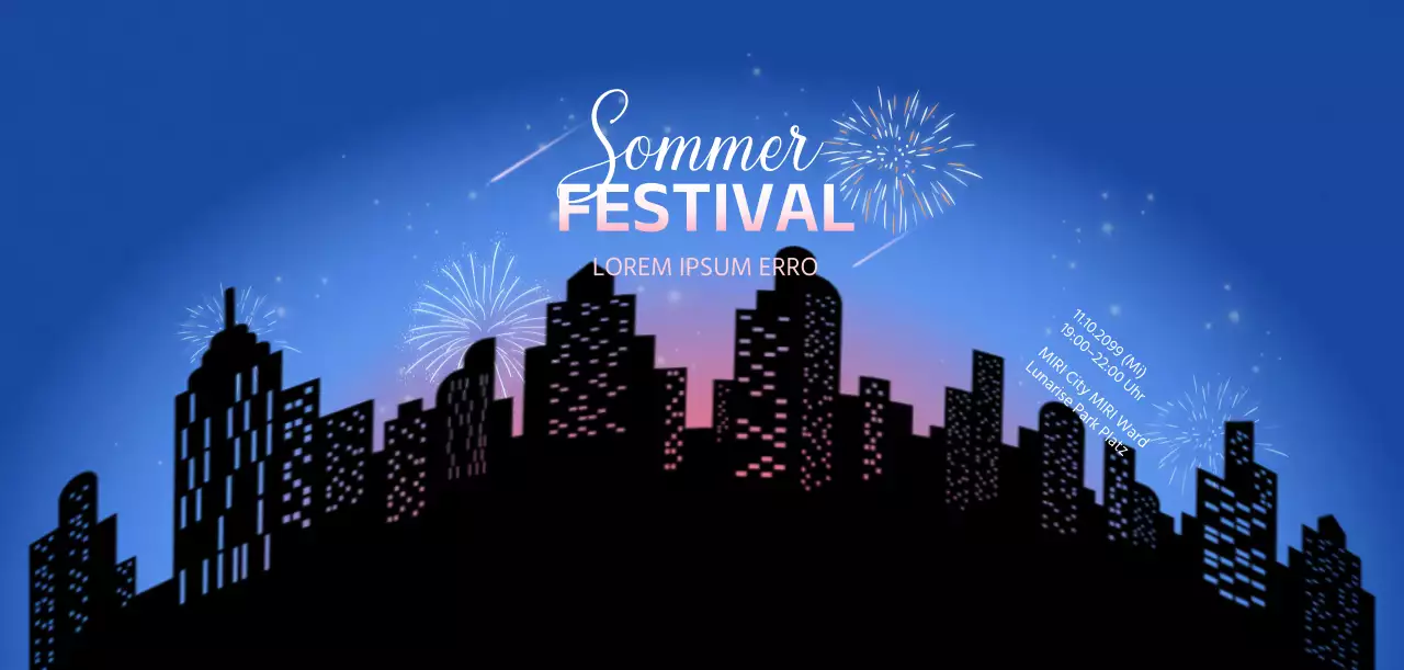 Nachthimmel Feuerwerk Konzept in schwarz und blau Gradienten