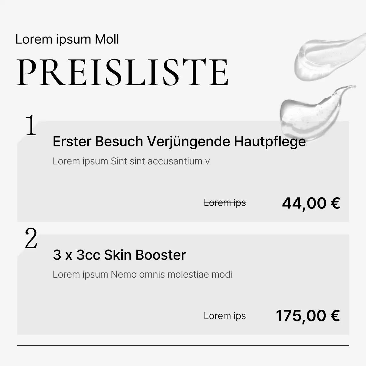Werbung für eine einfache weiß-hellblaue Dermatologie-Praxis bei Krankenhausveranstaltungen