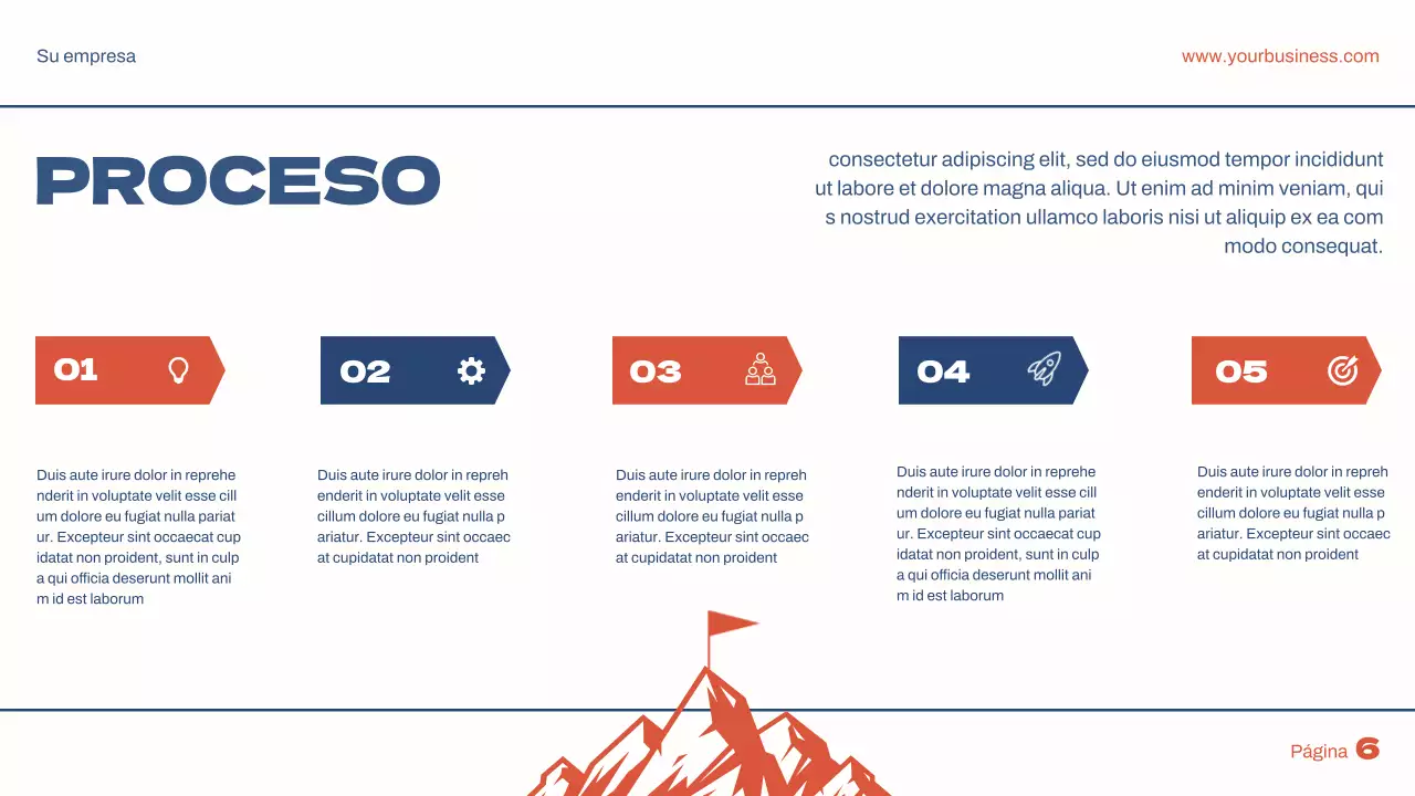 Azul Rojo Presentación empresarial simple para plan de objetivos