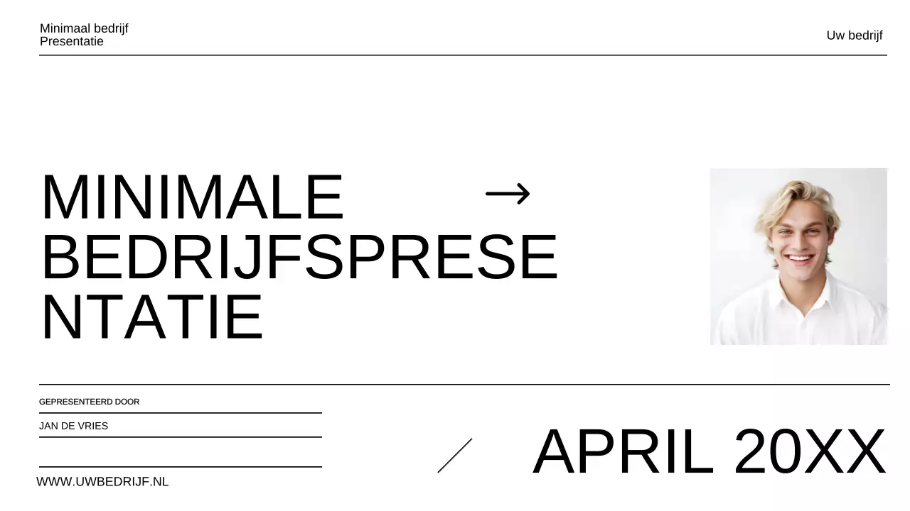 Minimalistische zakelijke presentatie in zwart-wit