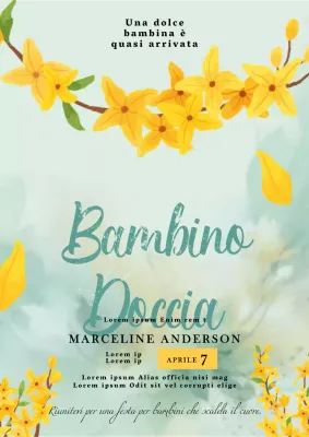 Invito per baby shower fresco, giallo e blu cielo