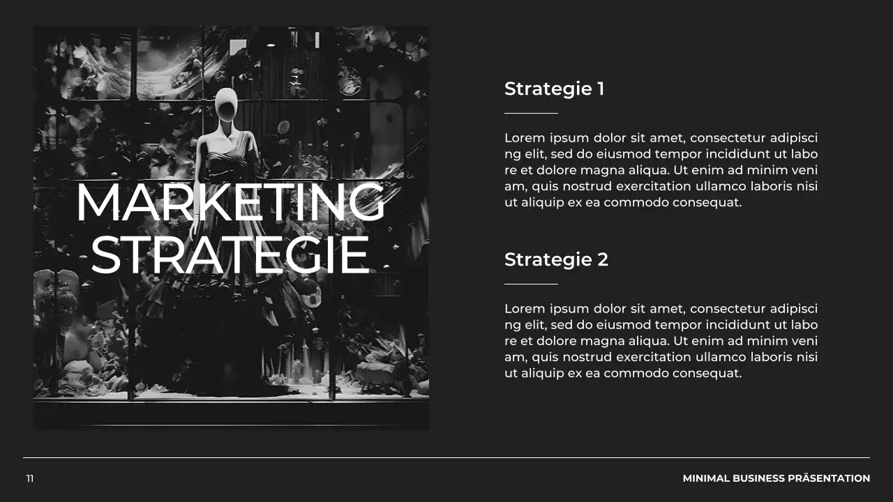 Schwarzes und weißes Minimal Business Profil Produkt Pitch