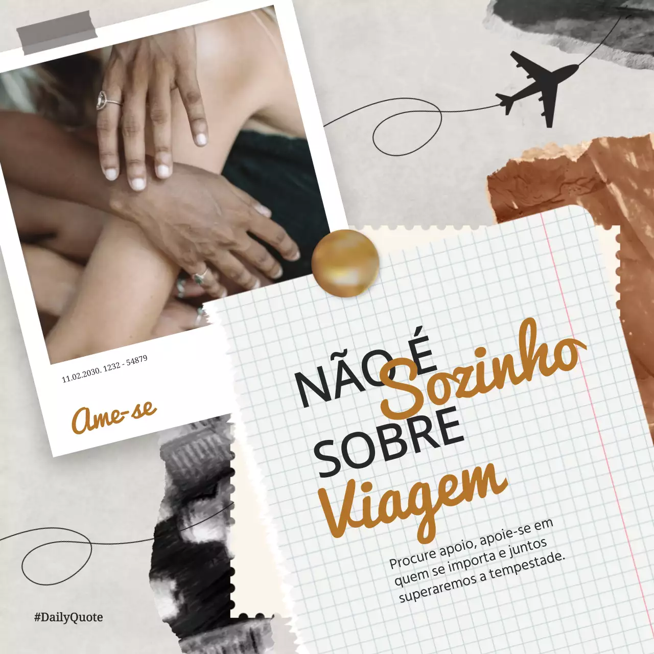 Brown Vintage Support in Overcoming Adversity Citações para o auto-crescimento