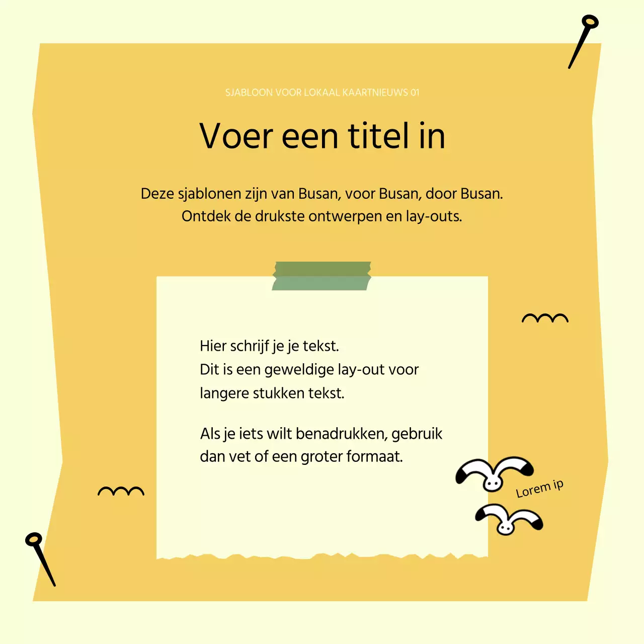 Een eenvoudige Busan-sjabloon in lichtblauw en zwart promoten