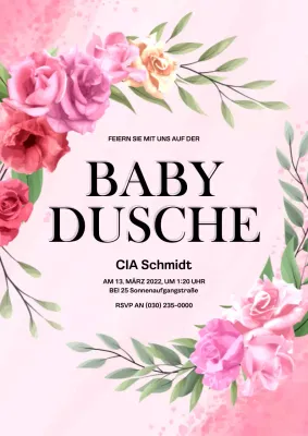Pinke und blumige Babyparty-Einladung