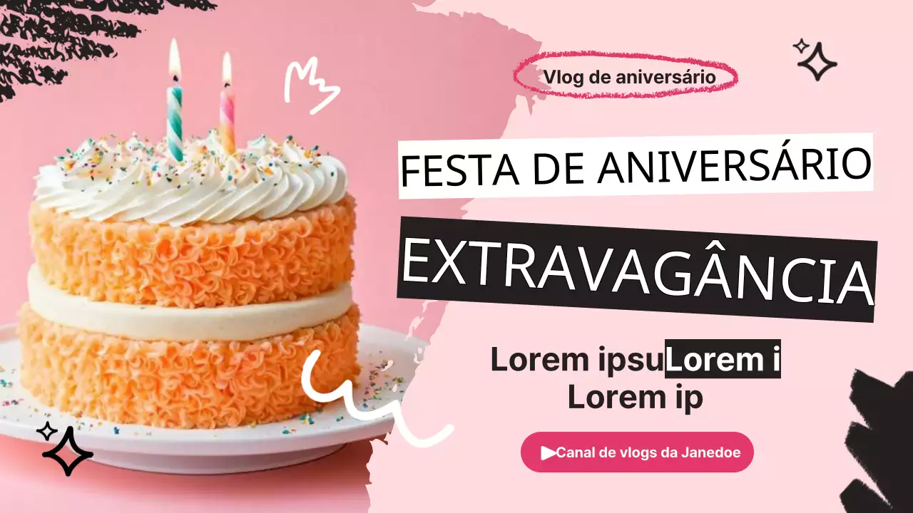 Rosa Preto Moderno Festa de aniversário Extravaganza Vlog de aniversário