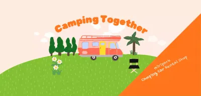 Bright and cheerful campground with hand-drawn illustrations