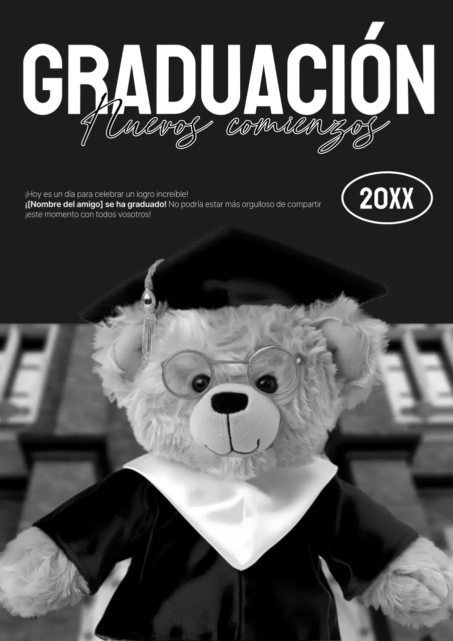 Kitschy promoción de graduación en blanco y negro y negro