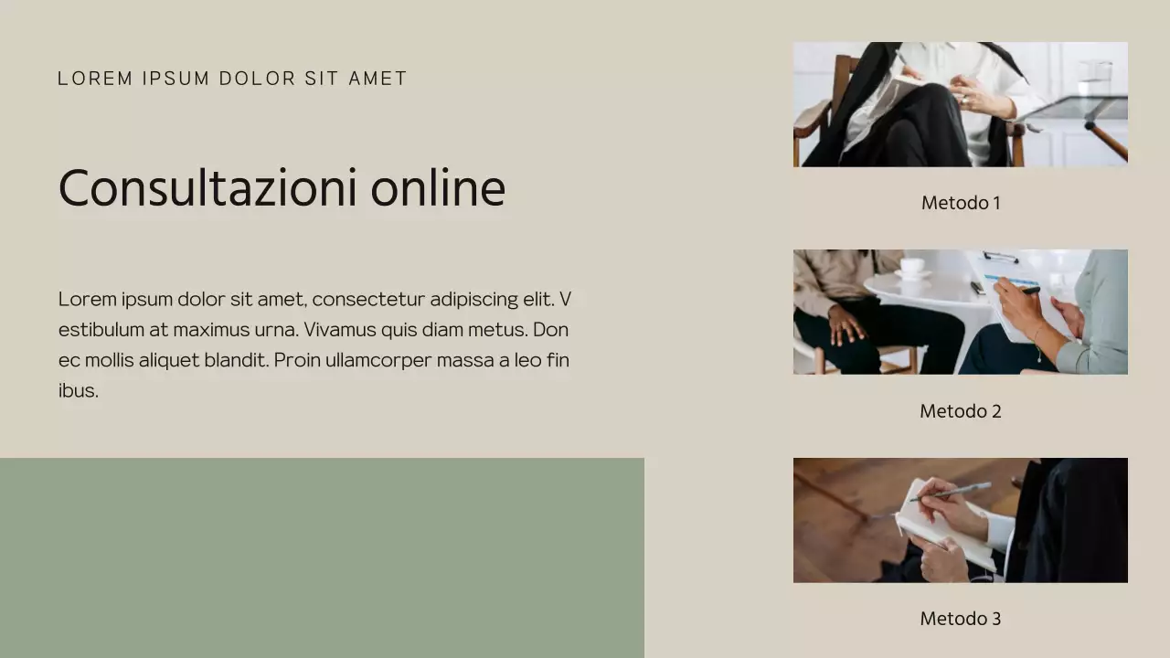 Proposta di psicologo moderno color kaki e beige