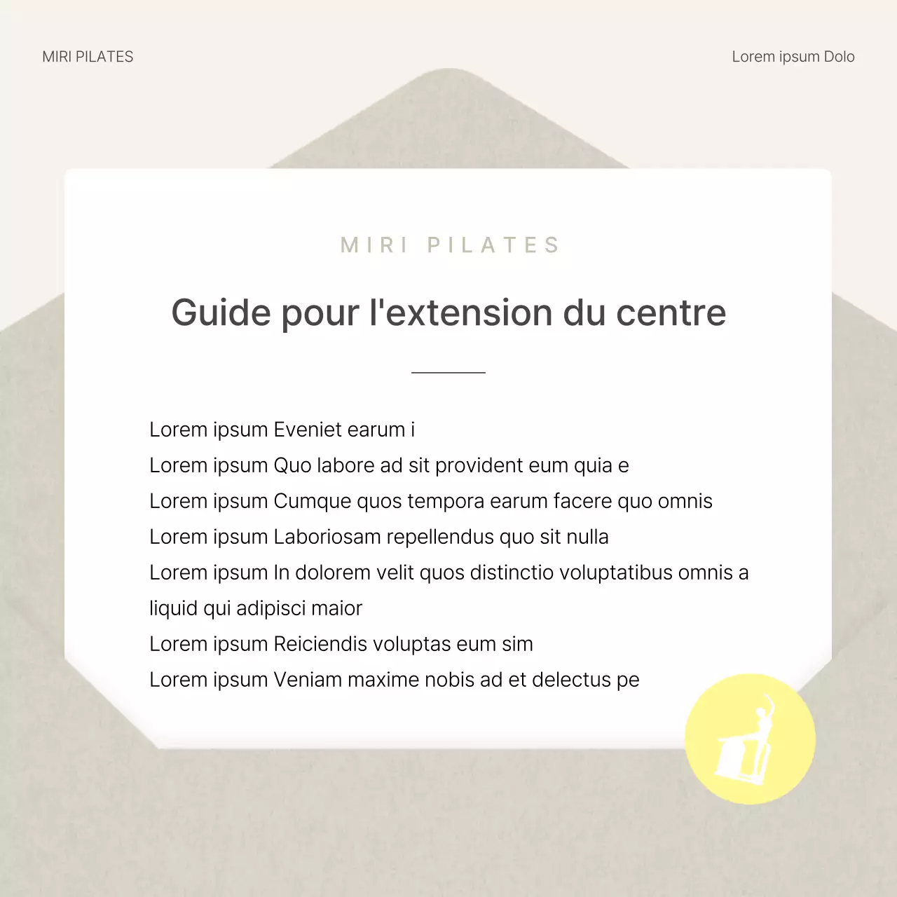 Modern Pilates en beige et jaune annonce de flux marketing sur les médias sociaux