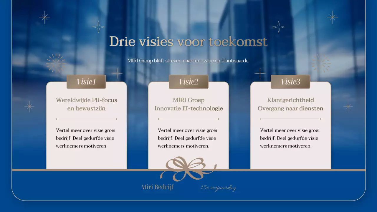 Aankondiging van een luxueus bedrijfsjubileumfeest in marineblauw en goud