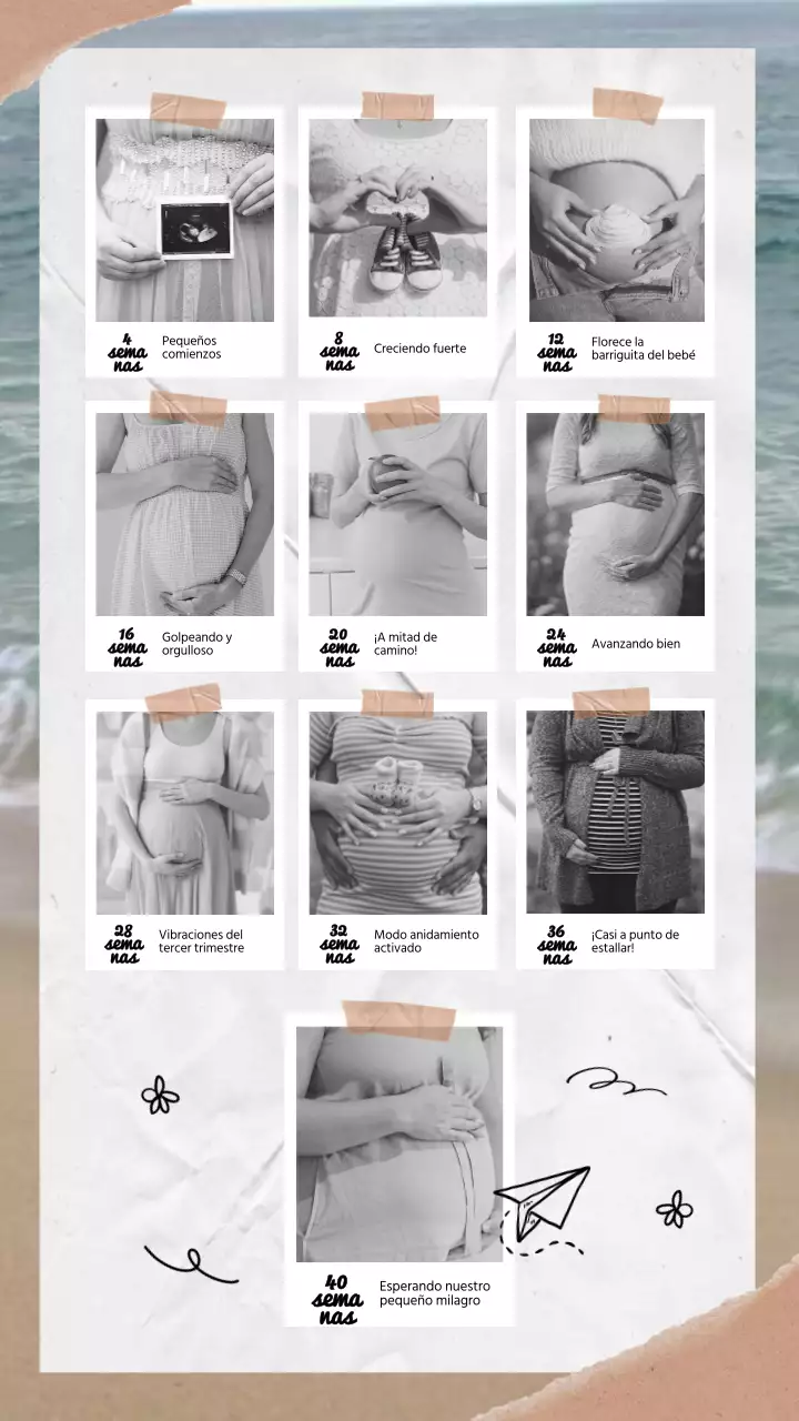 Guía de progreso del embarazo moderno en beige y marrón