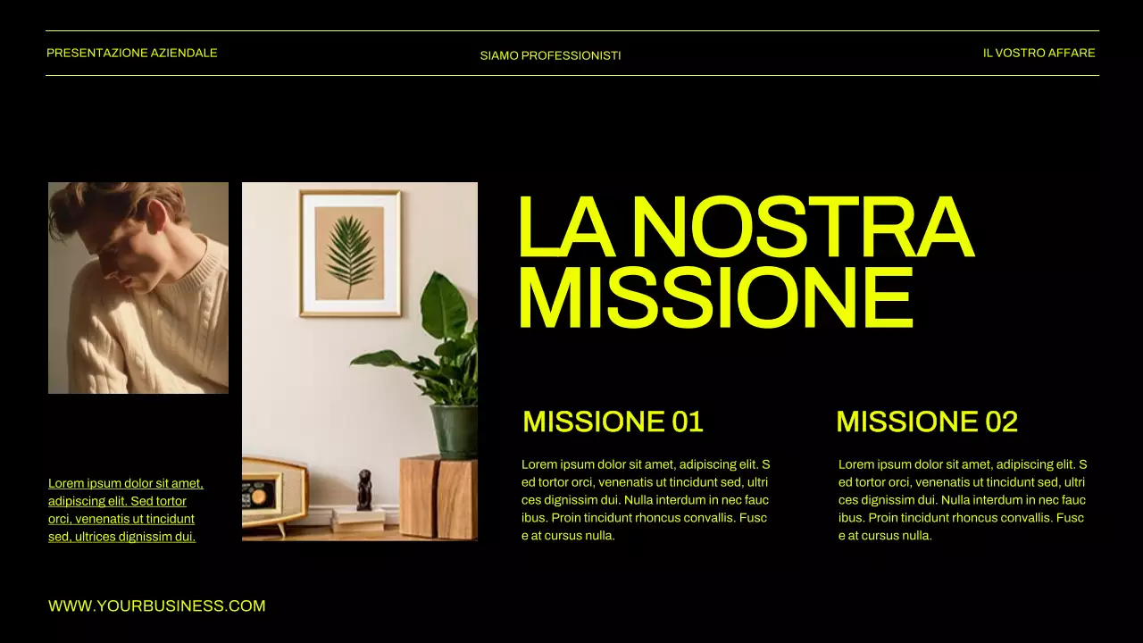 Presentazione aziendale verde e nera