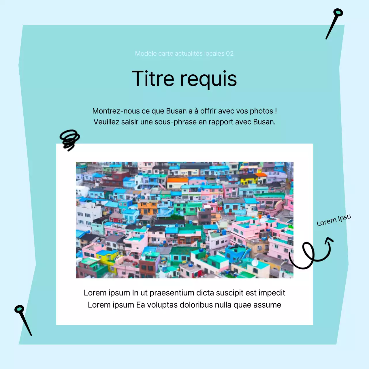 Promouvoir un modèle simple de Busan en bleu clair et noir