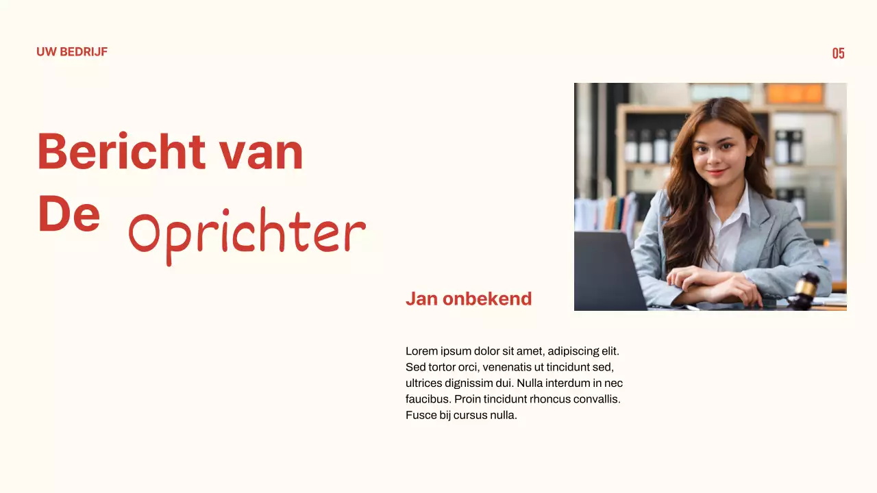 Minimal bedrijfsprofiel presentatie rood en beige