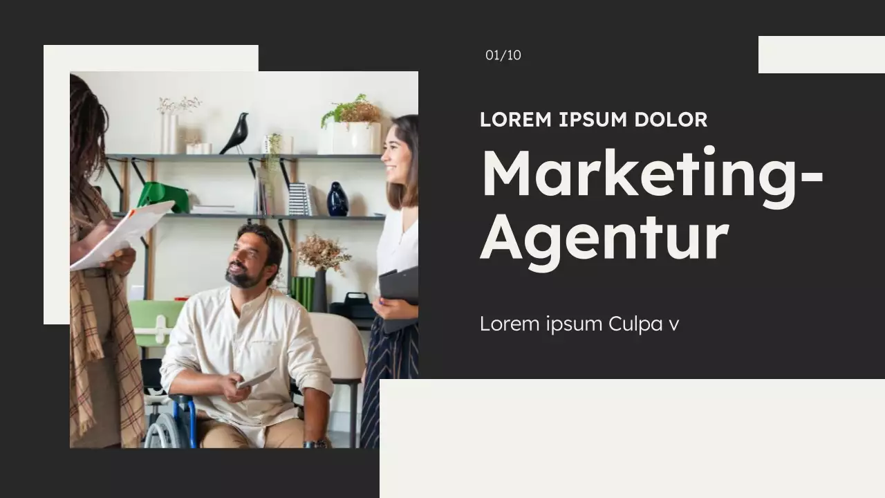 Black and White Minimal Marketing Agency Unternehmensvorstellung