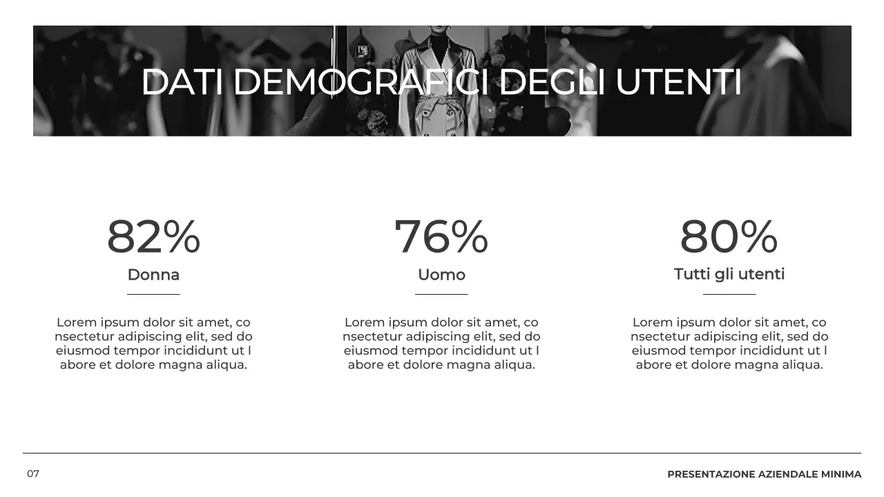 Profilo aziendale minimale in bianco e nero Presentazione del prodotto