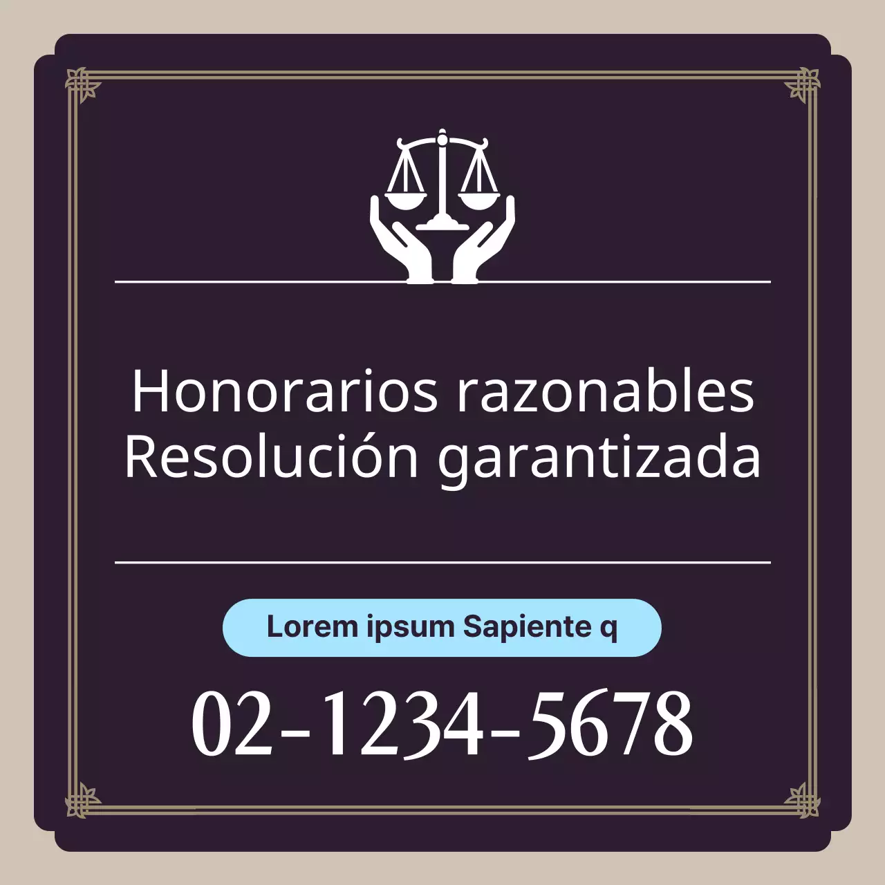 Promocionar un lujoso servicio de asesoramiento jurídico en beige y morado