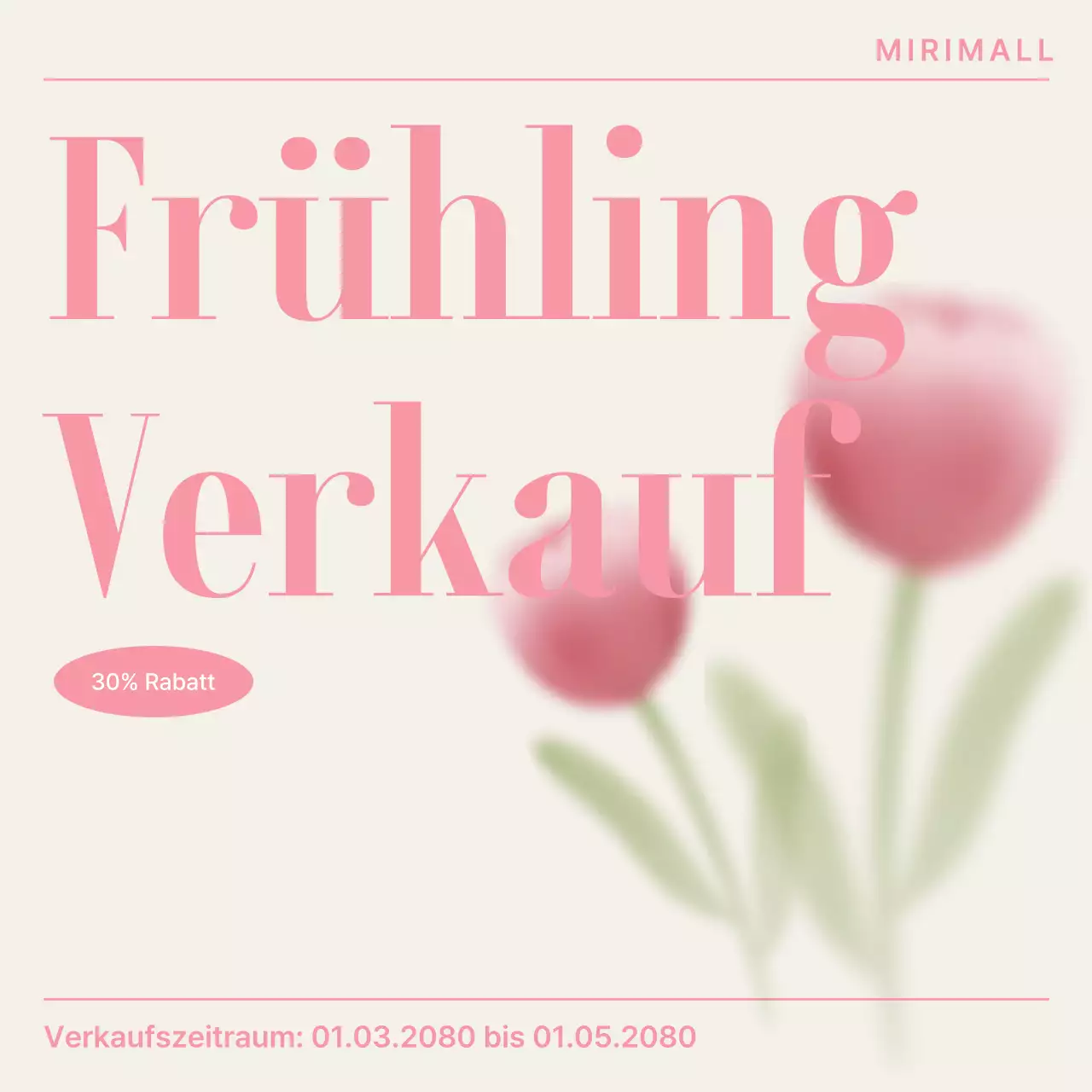 Werbung für den Frühjahrsverkauf mit den Trendfarben Beige und Rosa