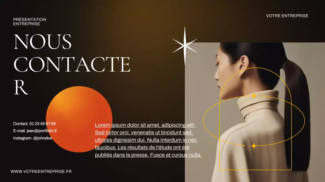 Présentation de l'entreprise orange et marron