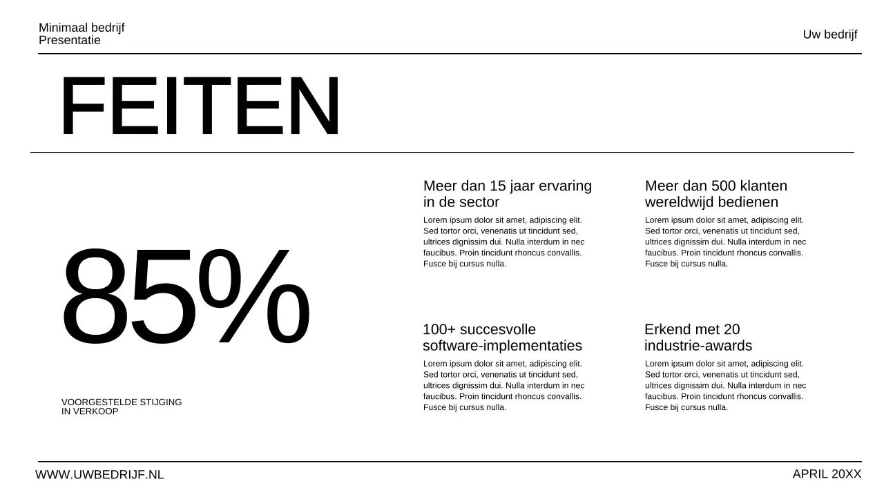 Minimalistische zakelijke presentatie in zwart-wit