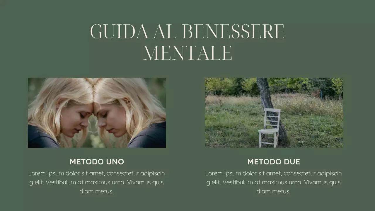 Materiale per conferenze sulla salute mentale di colore verde e beige, elegante.