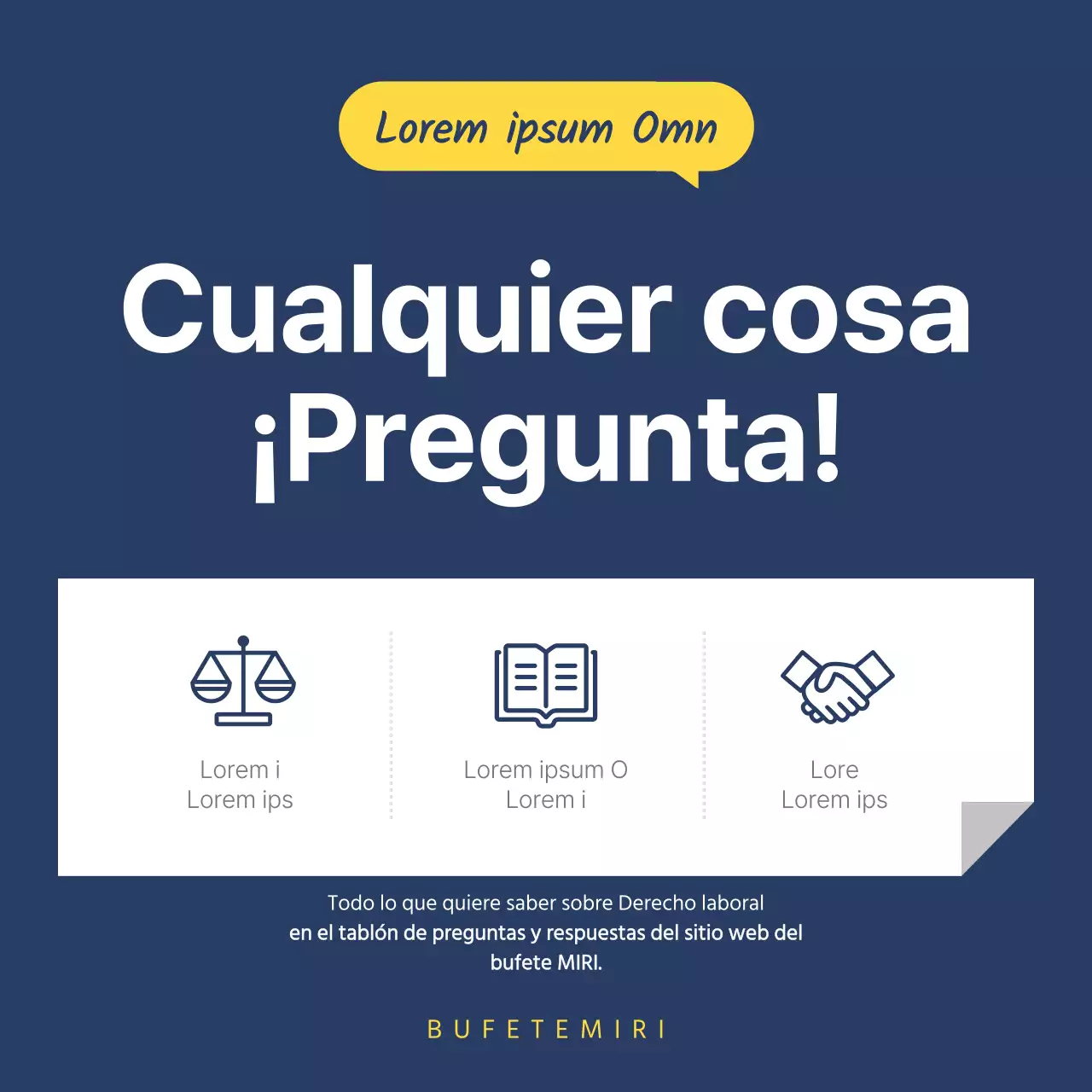 Un sencillo puesto de asesoramiento laboral en amarillo y azul marino