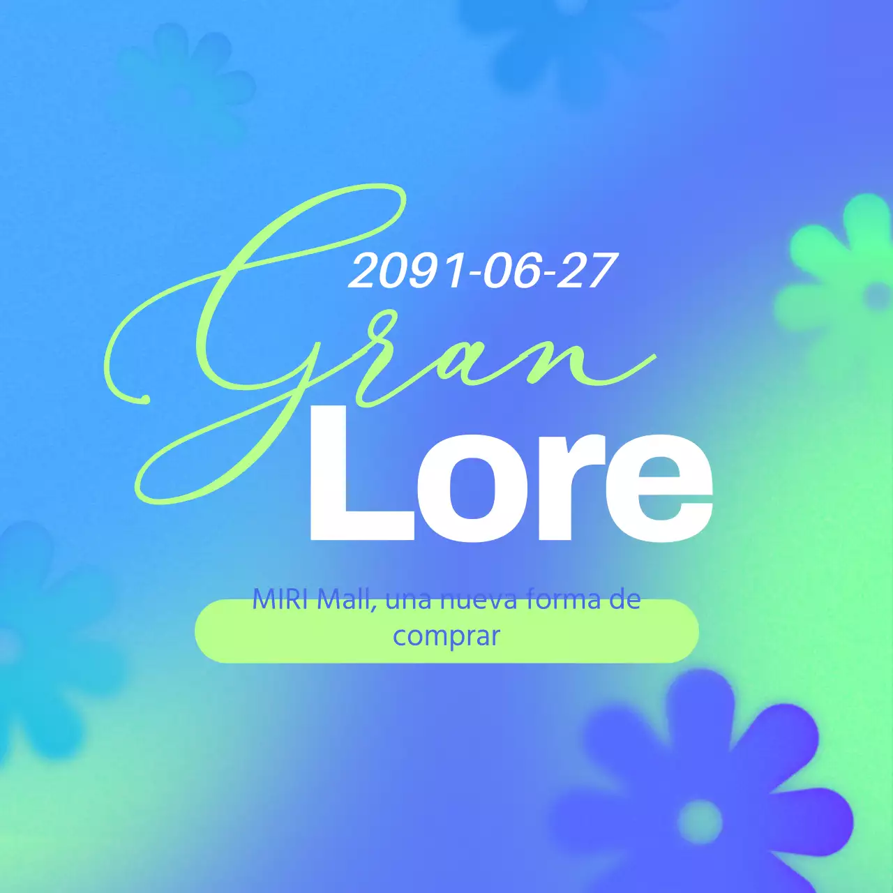 Promoción abierta minimalista en azul y chartreuse