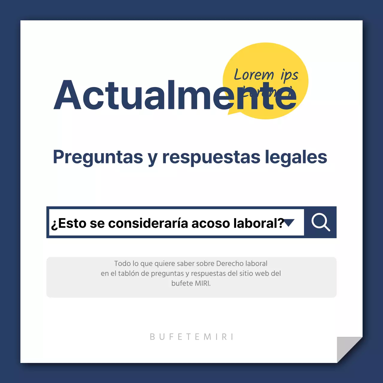 Un sencillo puesto de asesoramiento laboral en amarillo y azul marino