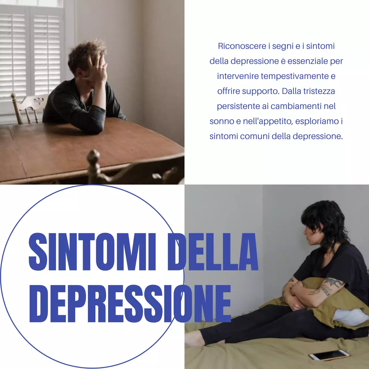 Blu e bianco moderno Comprendere la depressione Introduzione