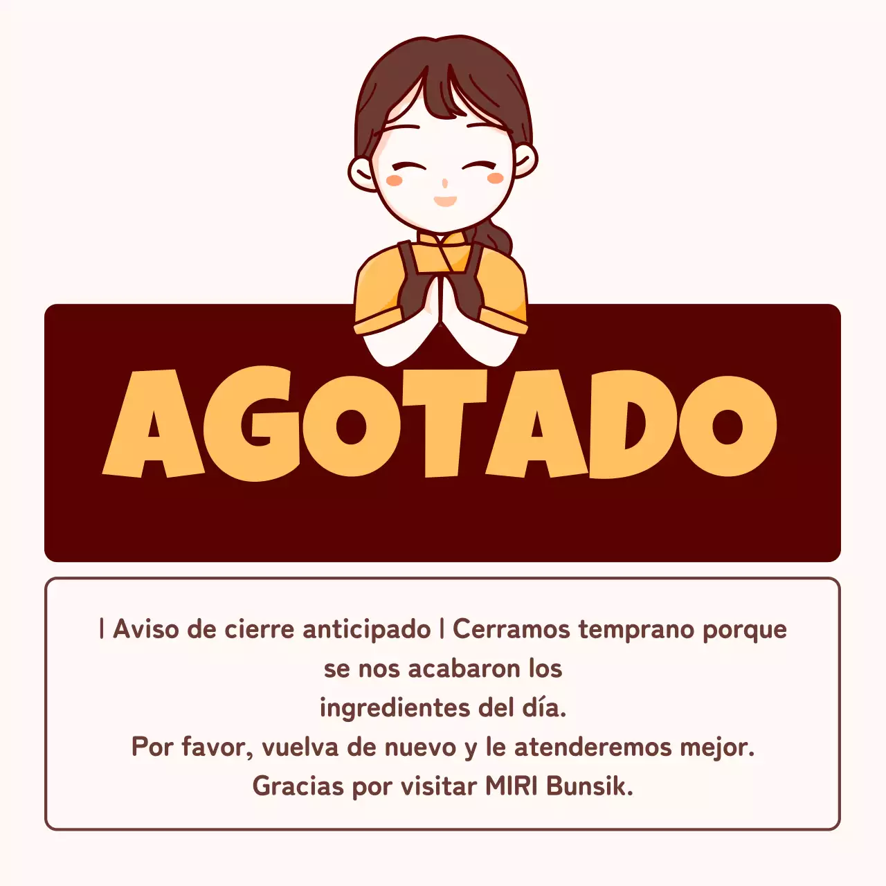 Guía de anuncios de tiendas con simpáticas ilustraciones de personajes en naranja y amarillo