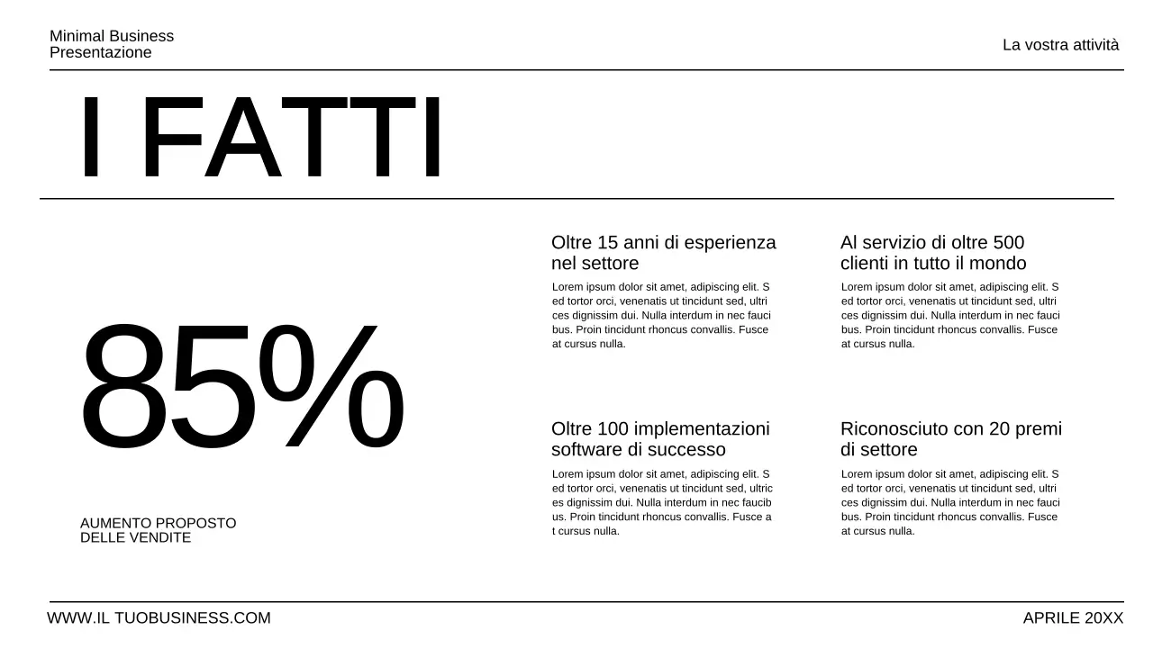 Presentazione aziendale minimale in bianco e nero