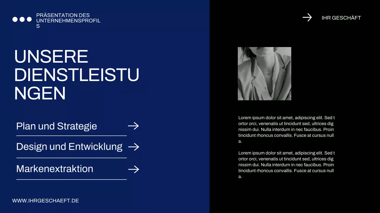 Blaues und schwarzes Minimal Business Profil