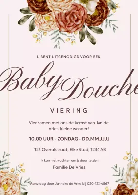 Beige elegante natuurlijke uitnodigingskaart voor baby shower