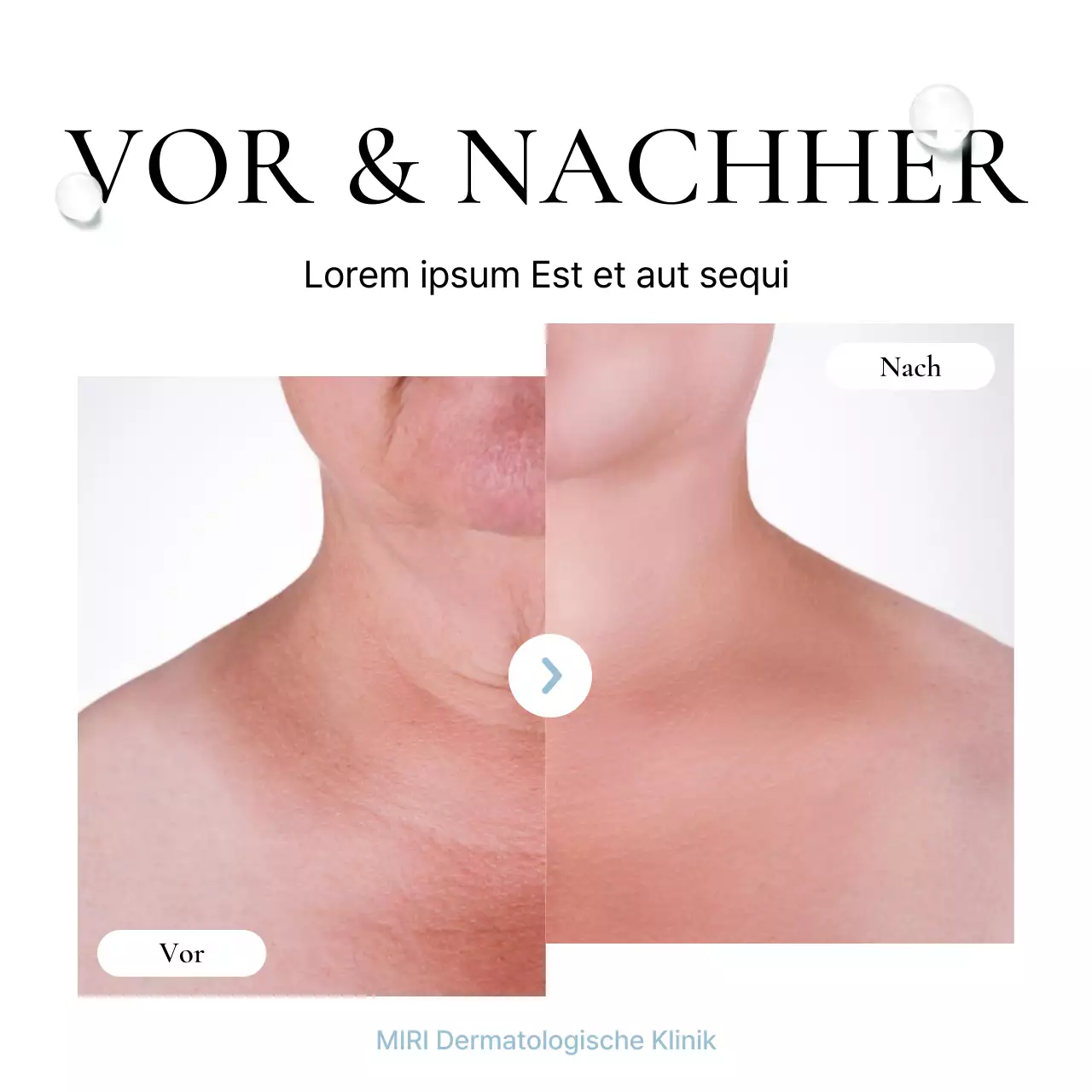 Überprüfung eines Krankenhauses vor und nach einer Werbeaktion für eine einfache weiß-hellblaue Dermatologiepraxis