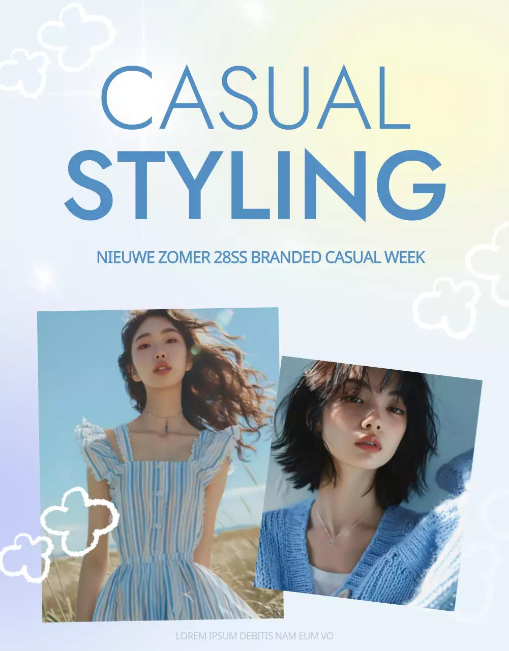 Promoot een eenvoudige zomerpromotie in lichtblauw en geel