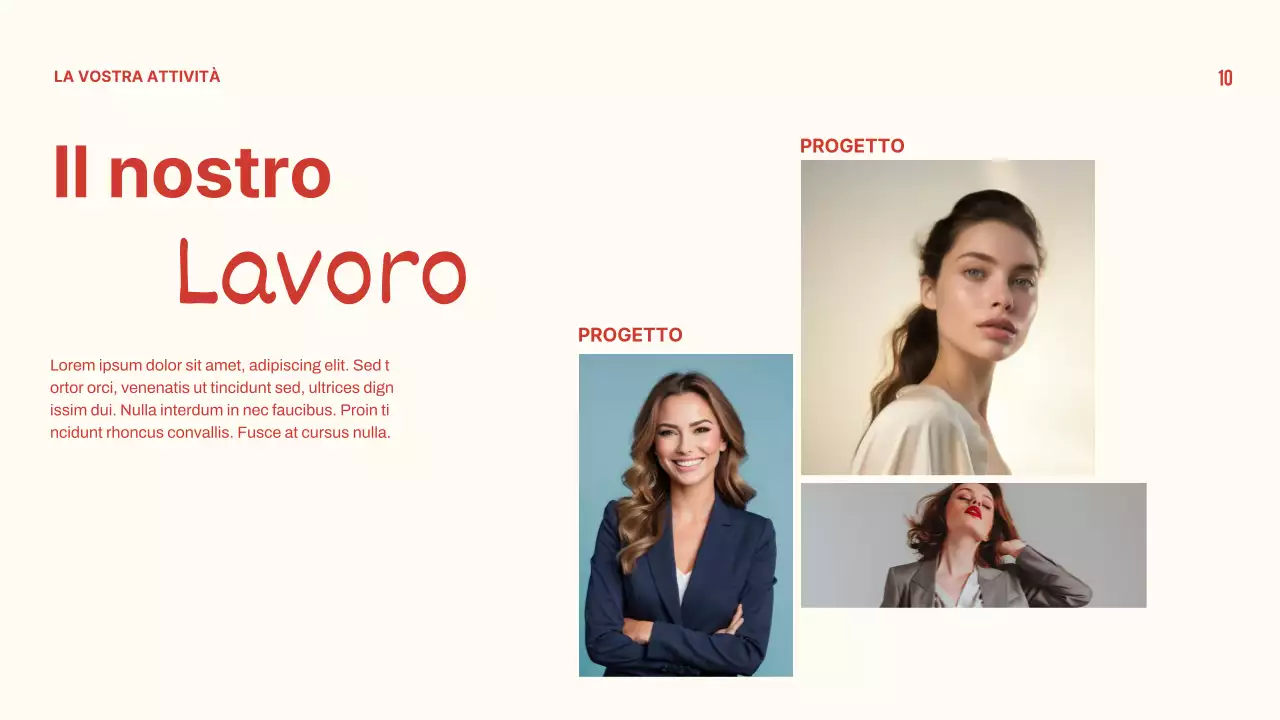 Presentazione del profilo aziendale minimale in rosso e beige