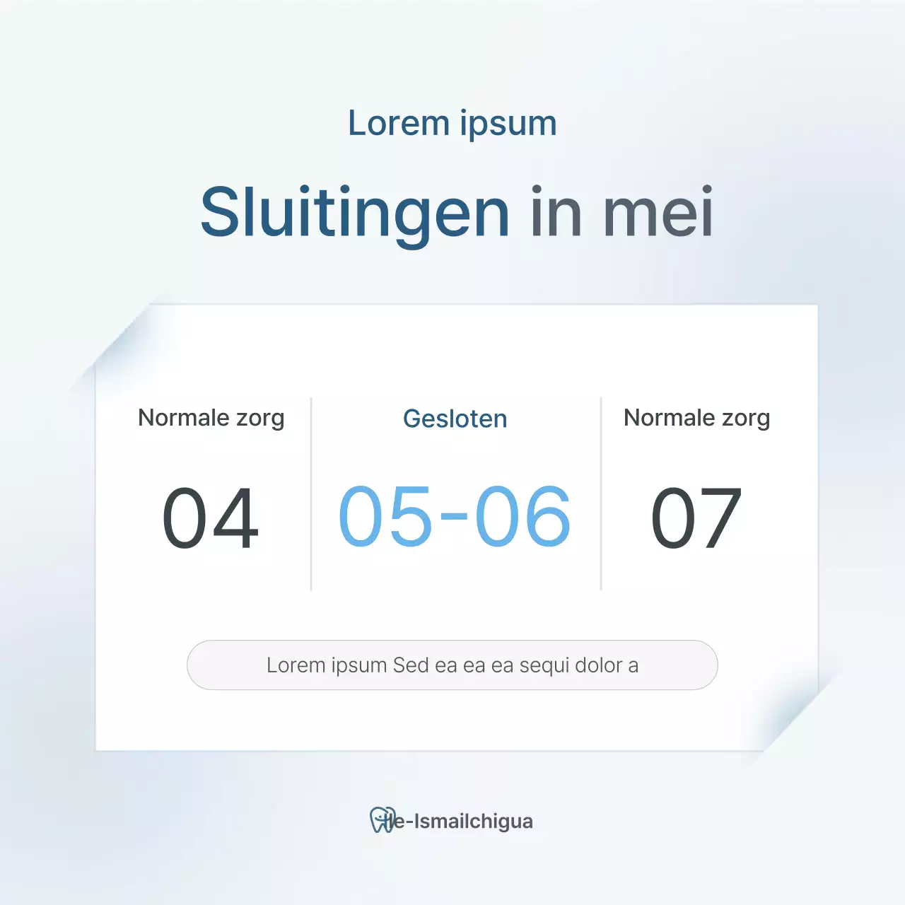 Een eenvoudige witte en lichtblauwe tandkliniek promoten om de praktijk te promoten