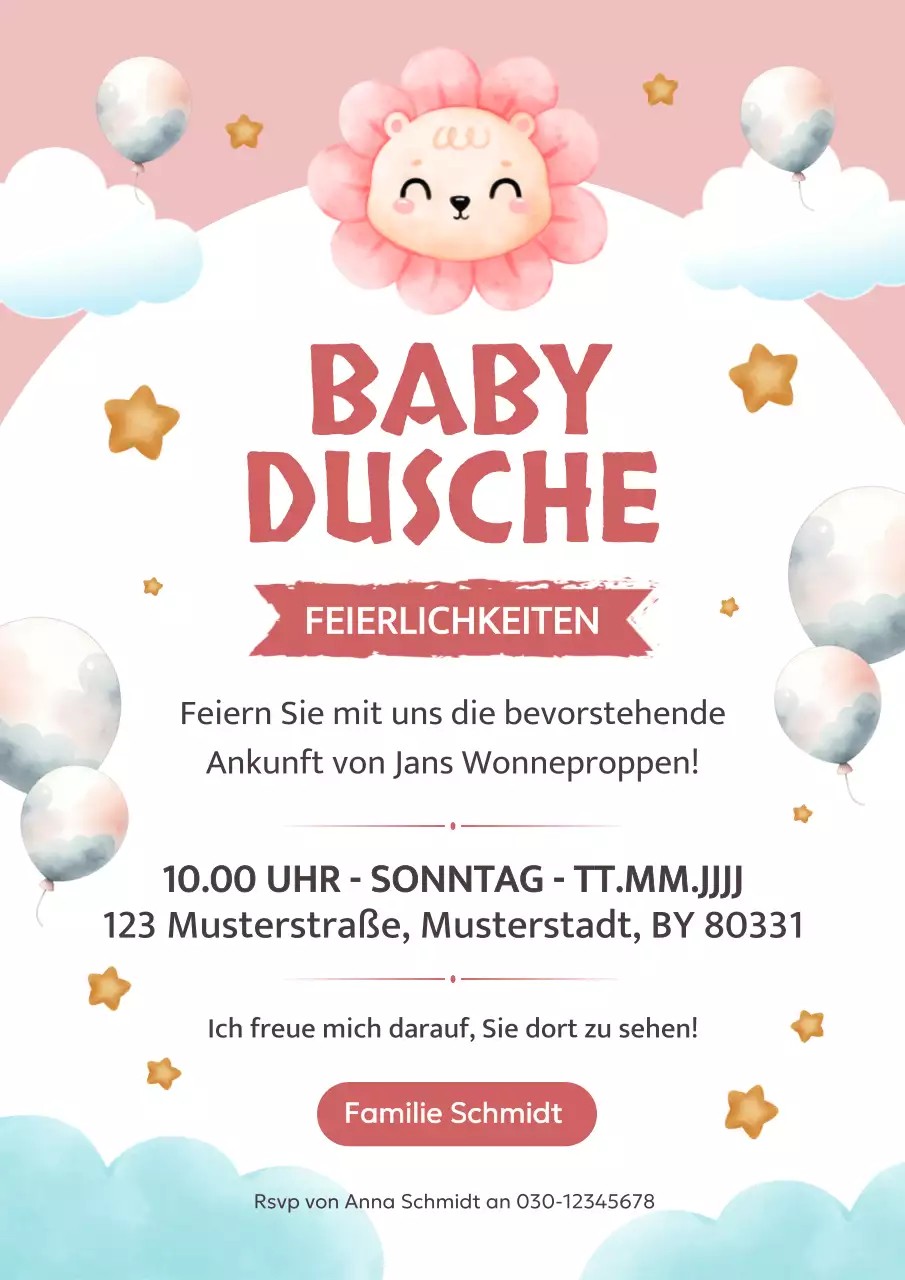 Rosa Einfache Basic Baby Dusche Feier Einladungskarte