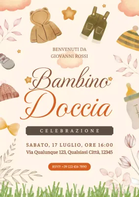 Messaggio di benvenuto in stile acquerello beige marrone semplice Baby Shower