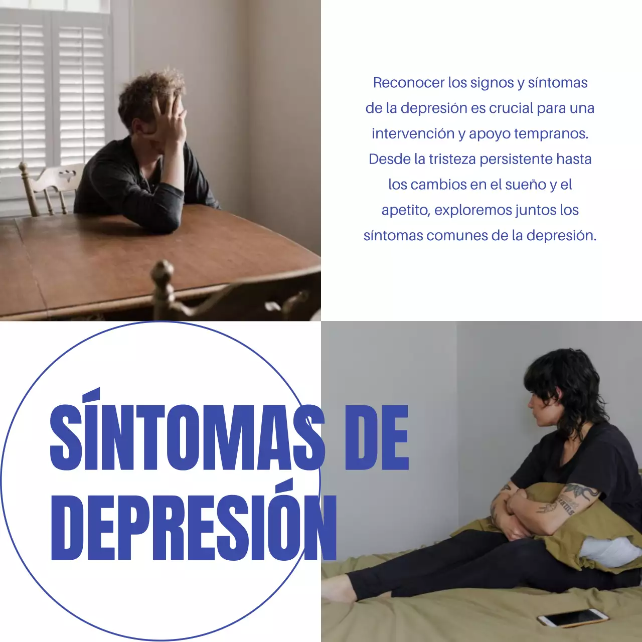 Azul y blanco moderno Comprender la depresión Introducción