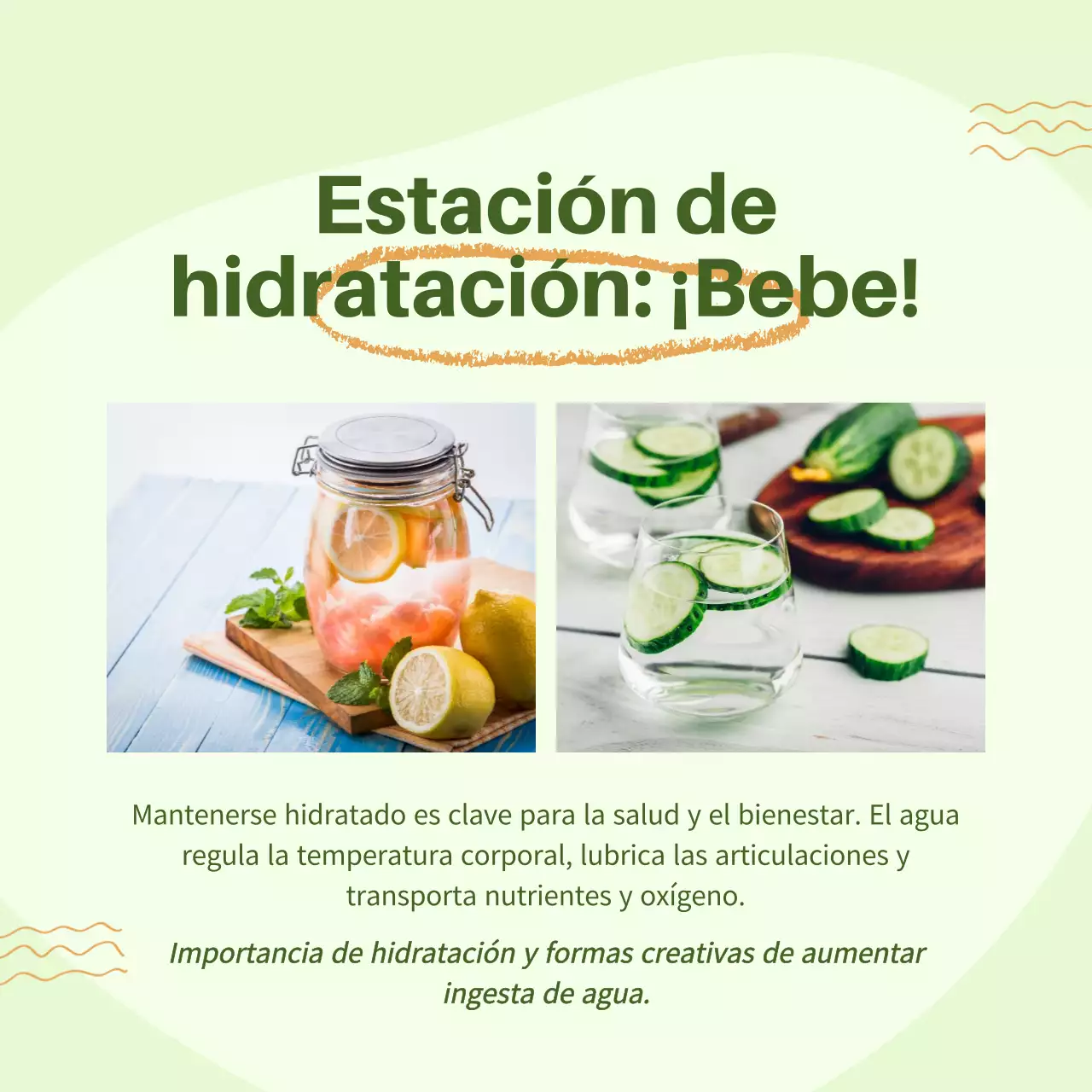 Guía moderna de alimentación sana verde y naranja