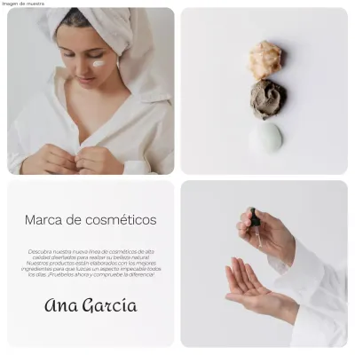 Collage fotográfico minimalista en blanco y gris Promoción de marca de cosméticos