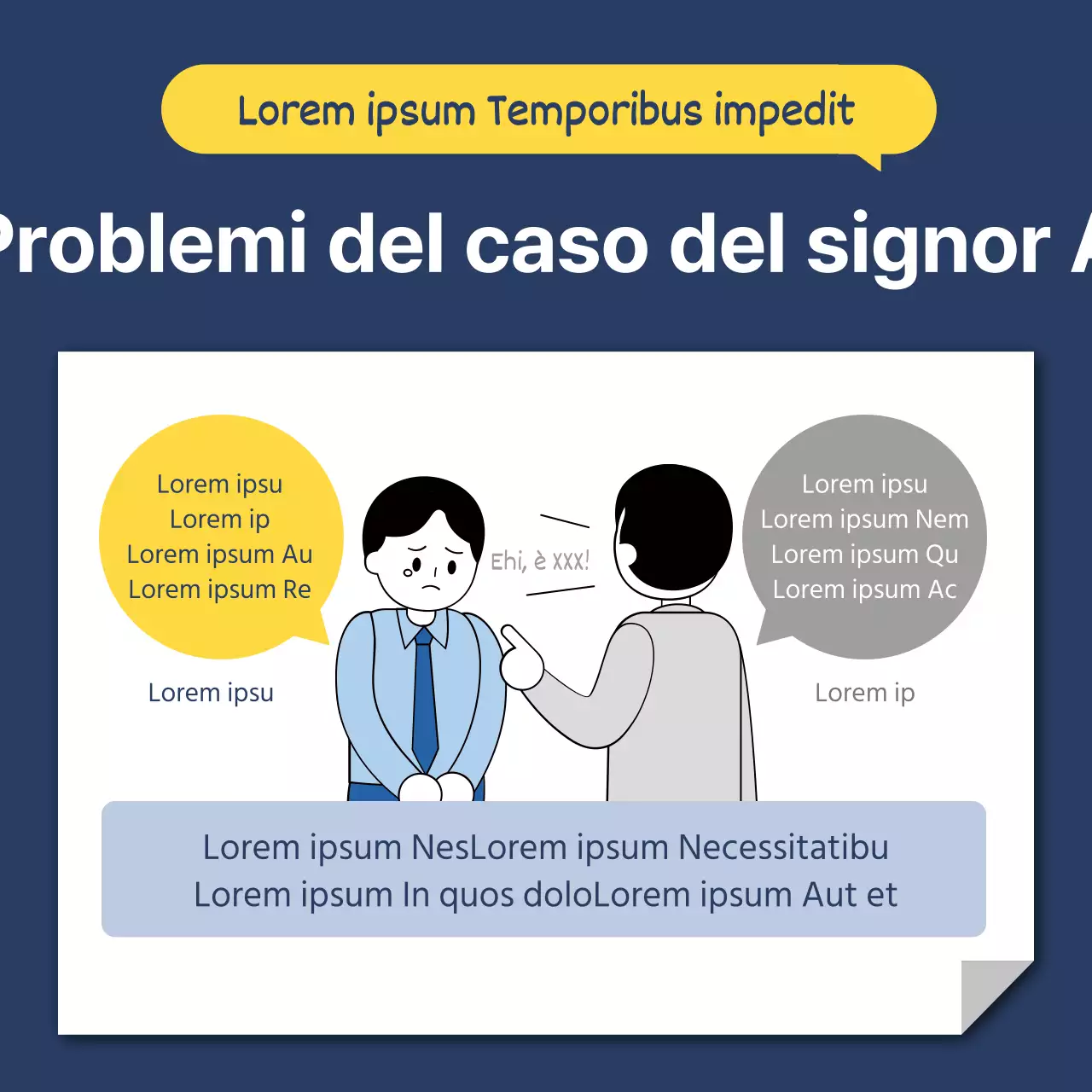 Un semplice post di consulenza sul diritto del lavoro in giallo e blu navy