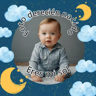 Anuncio de foto de recién nacido azul alegre