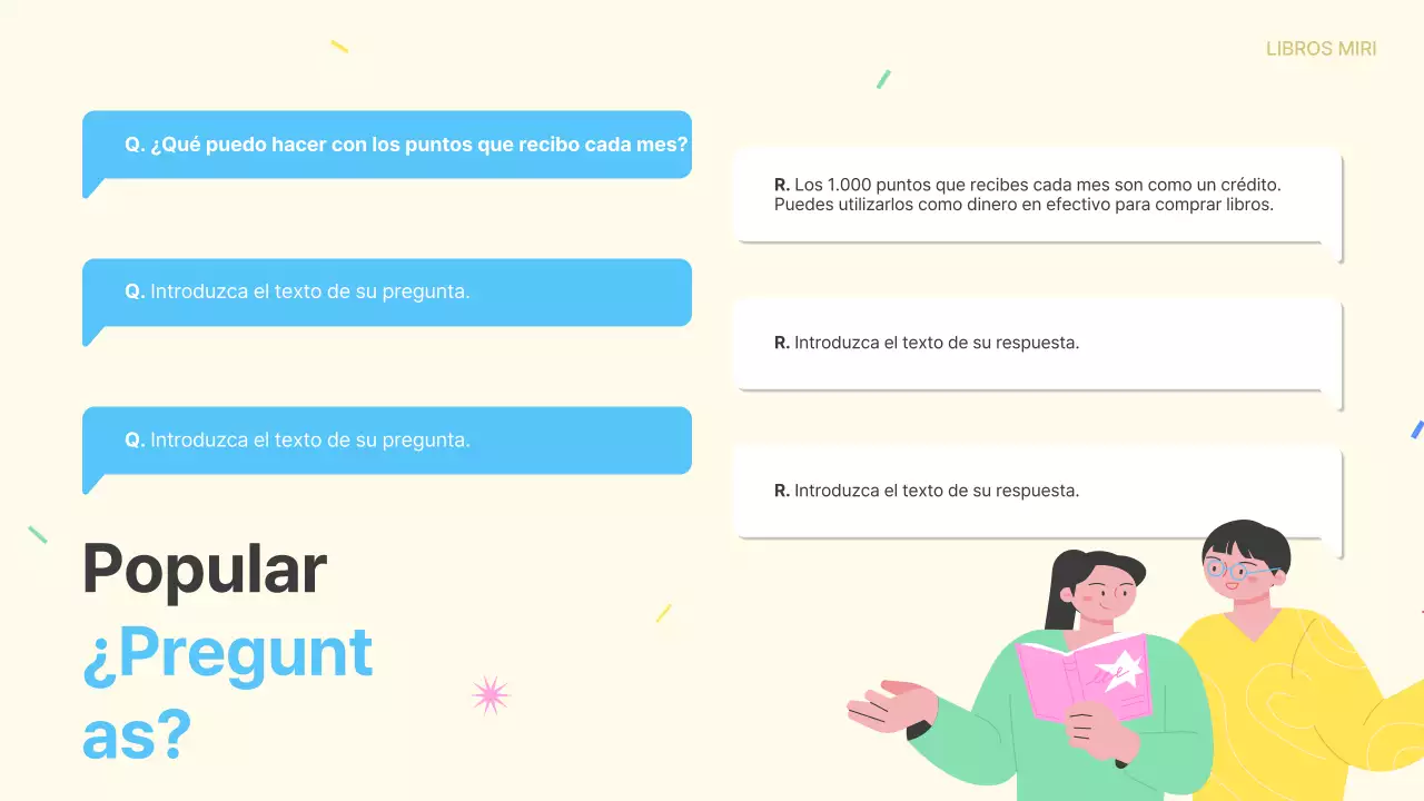 Promover la afiliación a un club de lectura amarillo y celeste