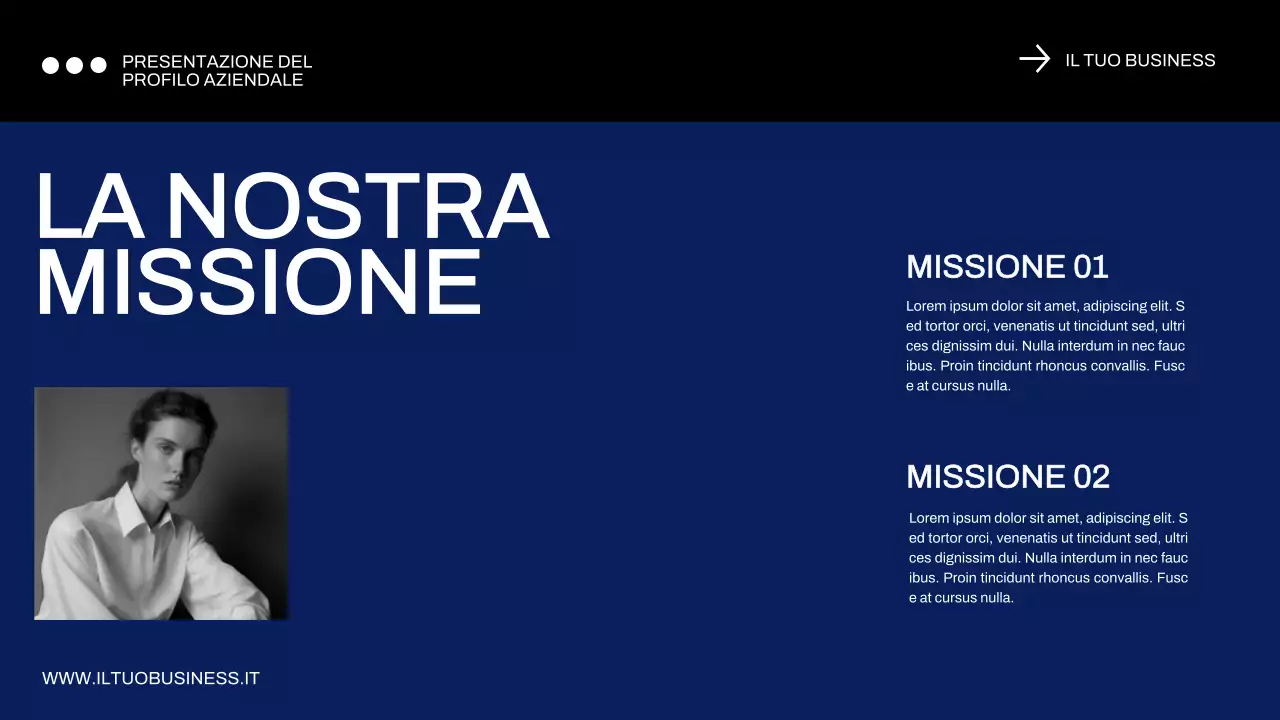 Profilo aziendale minimale blu e nero