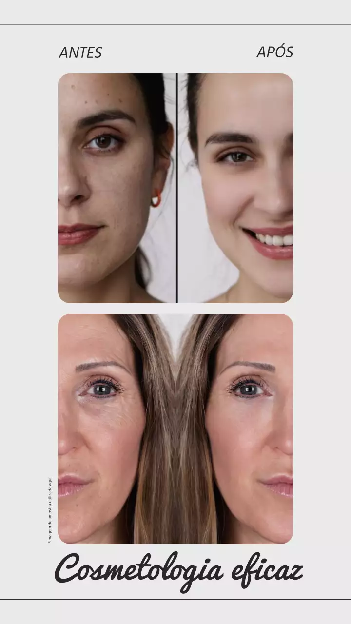 Tendência Bege e Cinzento Antes e Depois Promoção de colagem de fotografias