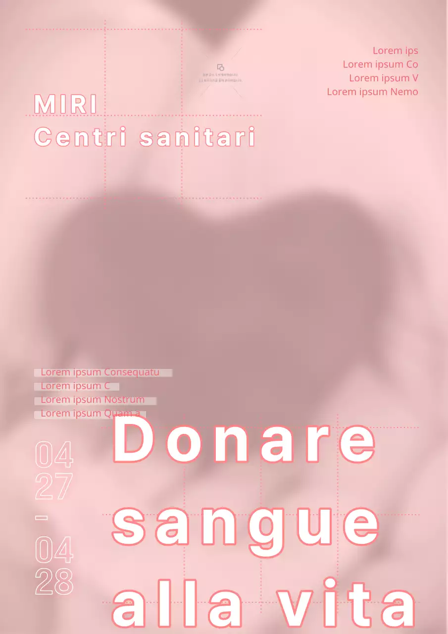 Poster per la donazione di sangue del centro sanitario semplice, rosa e bianco