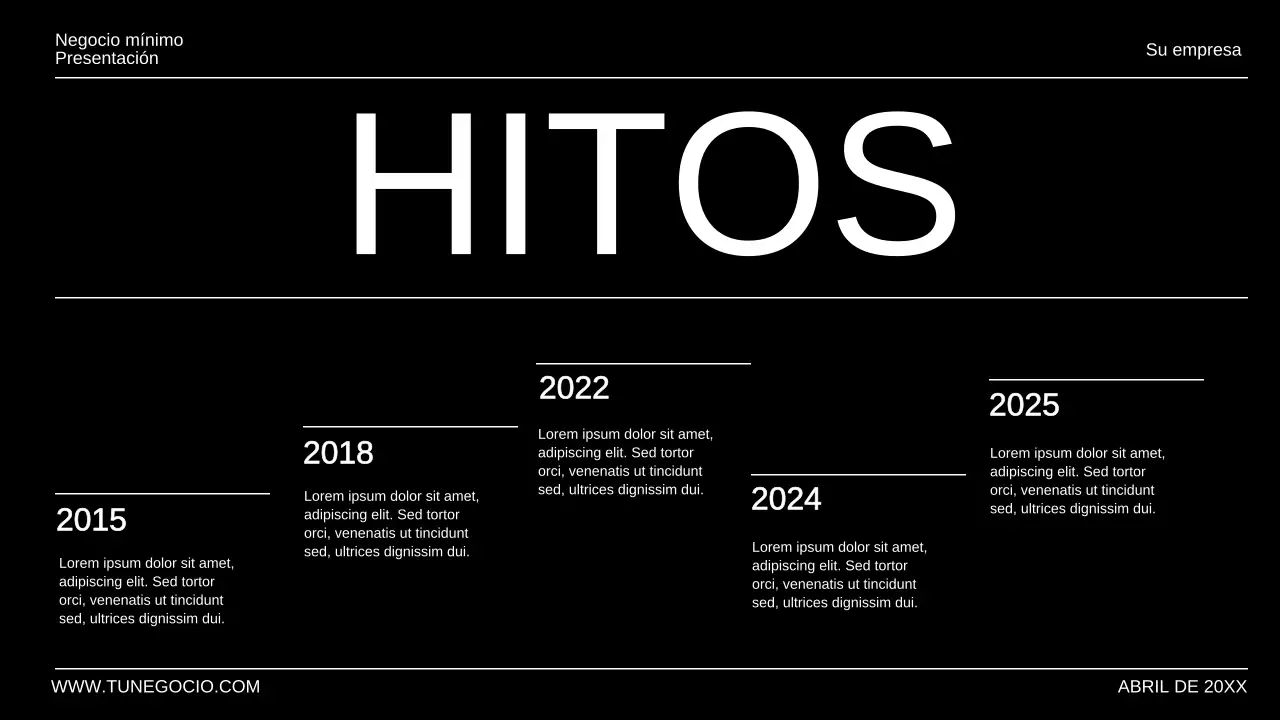 Presentación empresarial minimalista en blanco y negro